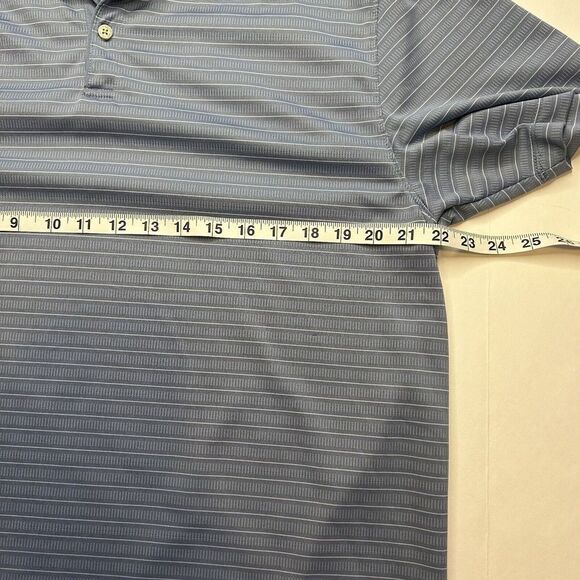 Van Heusen Men’s Large Short Sleeve Button Up Polo Shirt Light Blue Striped - Picture 4 of 5